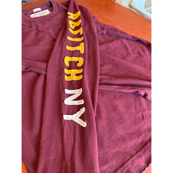 Abercrombie Mens Muscle Fit LS Tee XL Burgundy Y2K A&F Logo Shirt - Picture 6 of 9